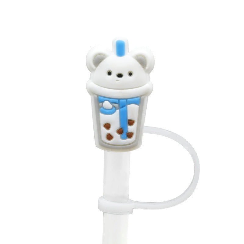 Wholesale 10PCS 7-8mm Cute Drink Straw Tube Cap Silicone Dust Cap Straw Decoration