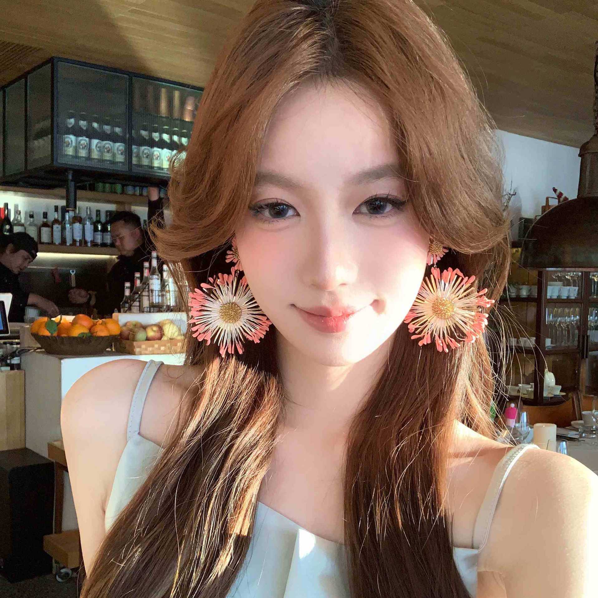 Wholesale  Sunflower Earrings Exaggerated Earrings