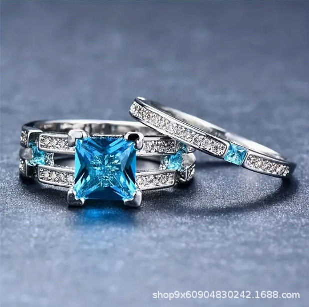 Wholesale Trendy Geometric Couple Ring White Alloy Jewelry Accessory Gift Boutique