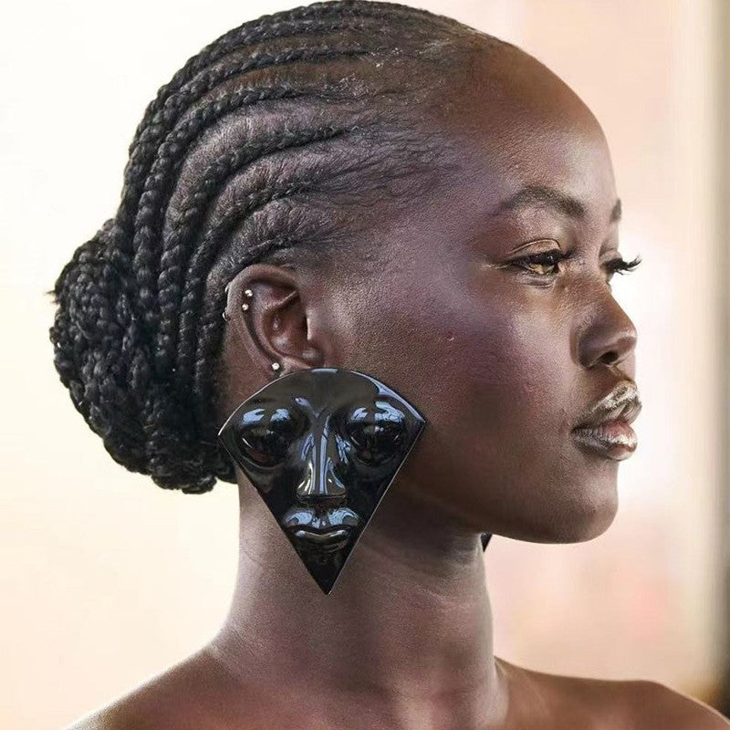 Wholesale  exaggerated unique inverted triangle face facial  big eyes nose lips earrings