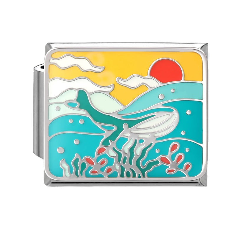 Wholesale Italian Style Ocean Animal DIY Bracelet Charm Set Stainless Steel Fashion Accessory Boutique Resale Gift