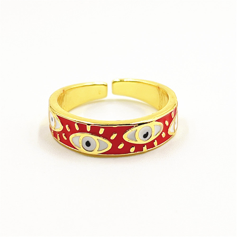 Wholesale Five-color oil-drip devil' s eye color-preserving electroplating ring