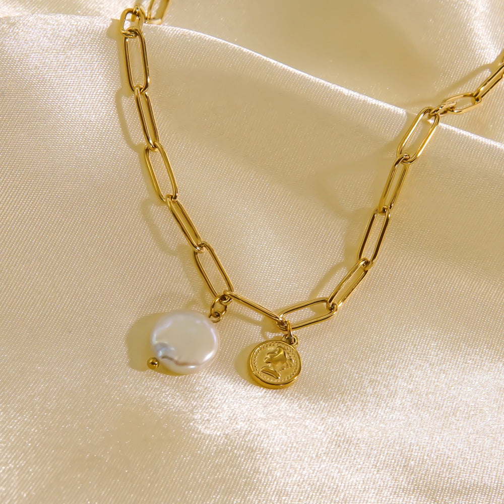 Wholesale personalized thick chain pendant necklace stainless steel 14K gold necklace