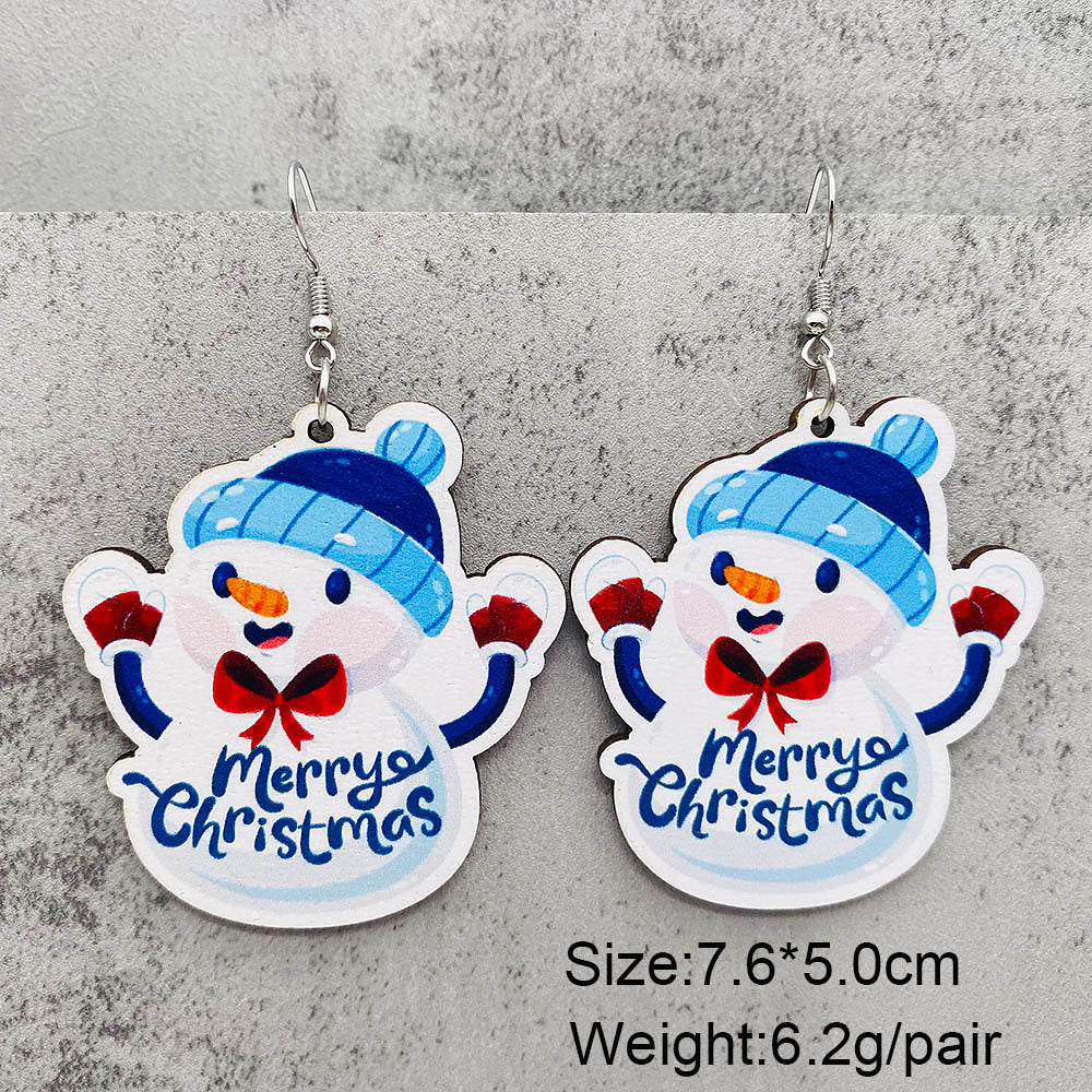 Wholesale Christmas Santa Claus Christmas Stocking Elk Wood Earrings ACC-ES-ChenY055