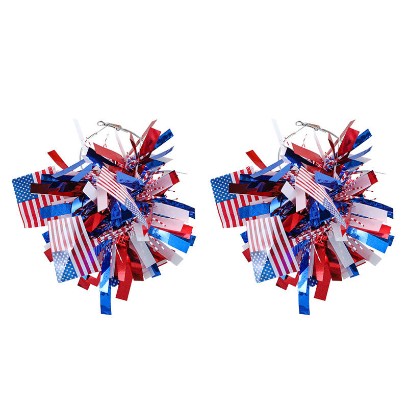 Wholesale  US Independence Day Red White Blue Bright Silk Earrings