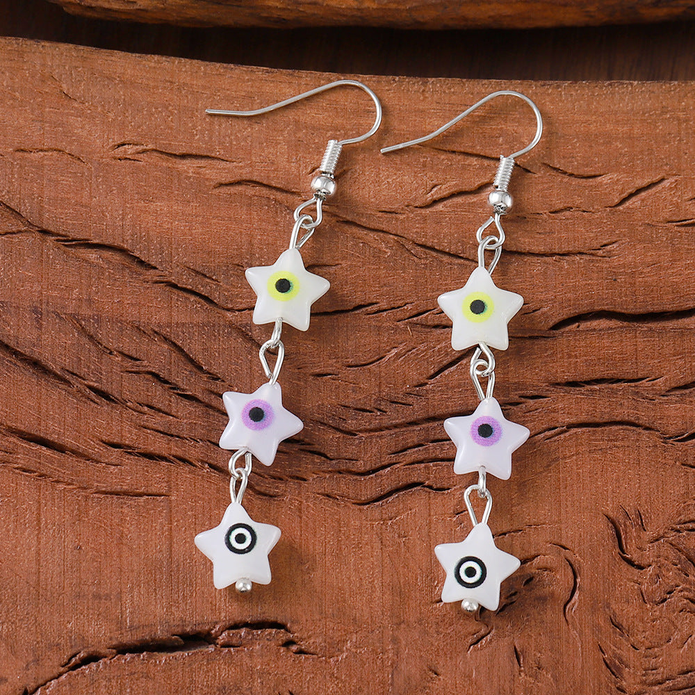 Wholesale Retro Evil Eye Tassel Flower Earrings Zinc Alloy Boutique Resale Jewelry Accessory