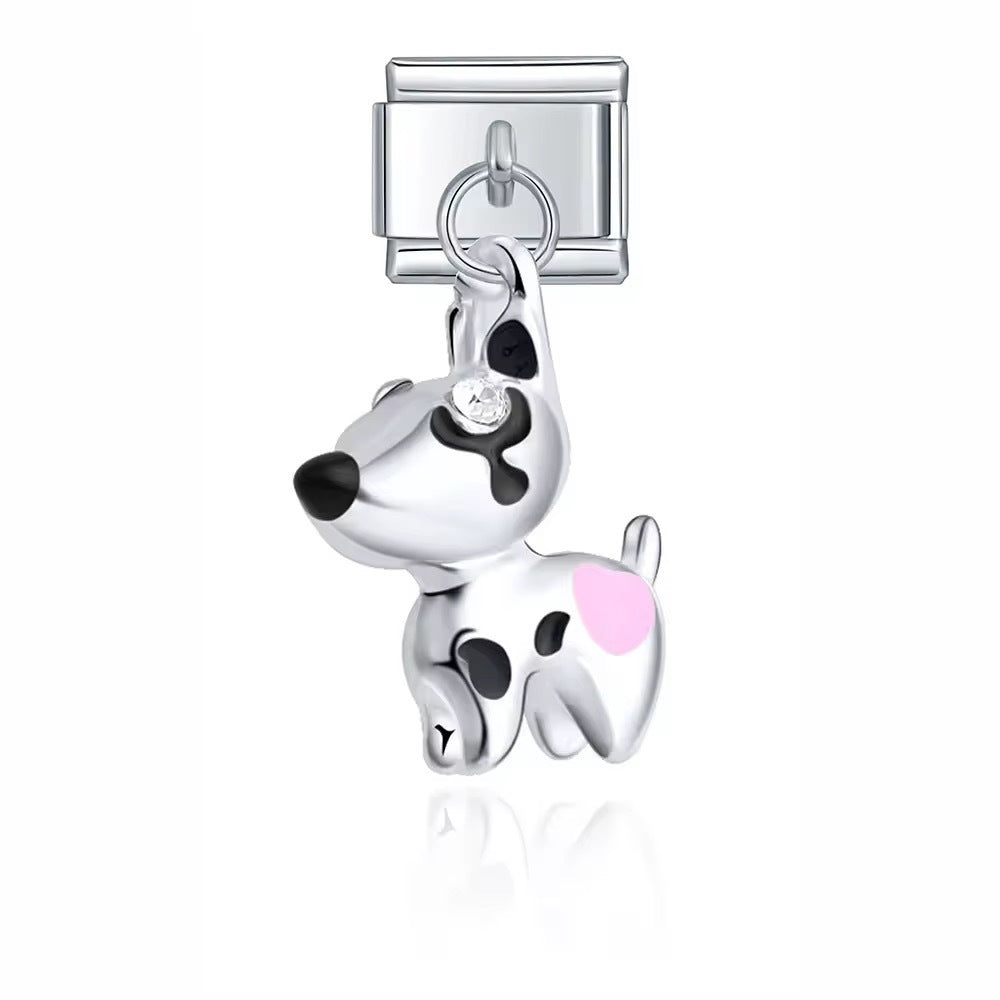 Wholesale Stainless Steel Cute Dog Pendant Charm DIY Modular for Bracelet Making Jewelry Accessory Gift