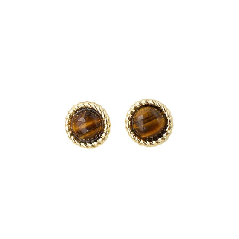 Wholesale Tiger's eye stone sterling silver earrings
