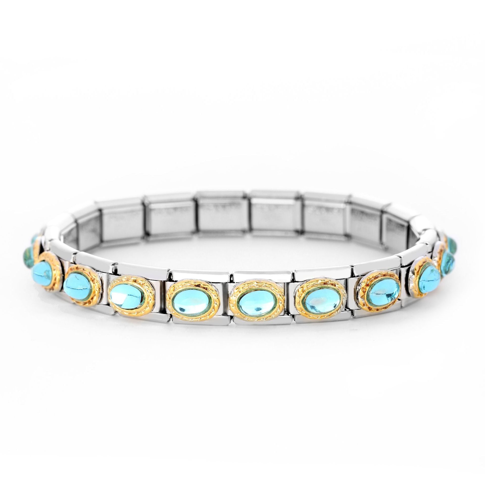 Wholesale Italian Charm Bracelet 9mm DIY Splicing Removable Stainless Steel Oval Gem Series Composable Bracelet ACC-BT-XY049