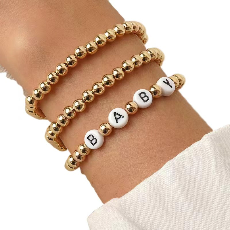 Wholesale Golden letters Mother' s Day bracelet