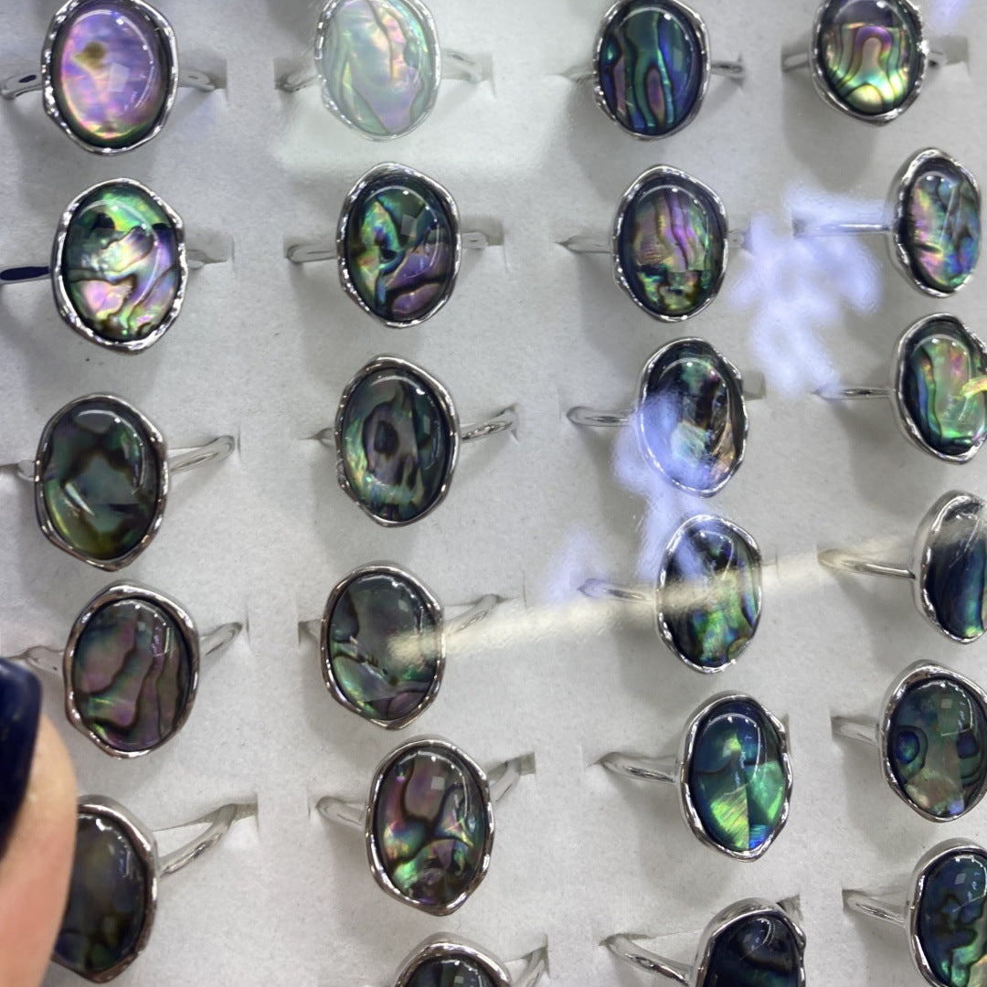 Wholesale Chic Abalone Shell Open Ring Adjustable Fashion Jewelry Accessory for Women Boutique Resale