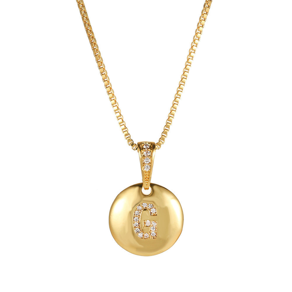 Wholesale Copper Inlaid Zircon 26 English Letter Necklaces ACC-NE-ZhuJi008