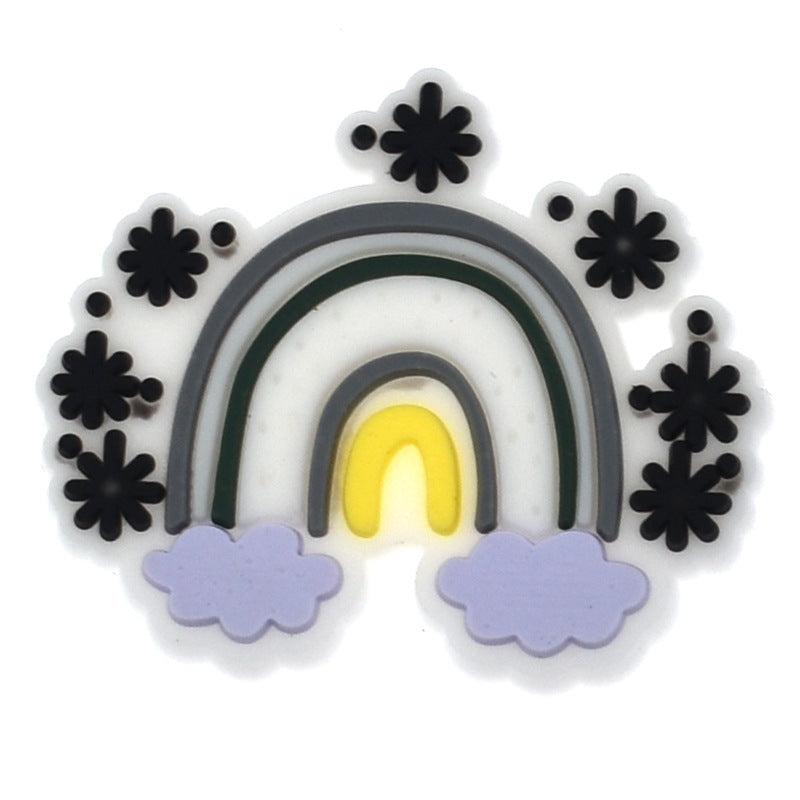 Wholesale Random 100pcs Cartoon Rainbow PVC Soft Rubber Shoe Buckle Decoration ACC-SC-RYY065