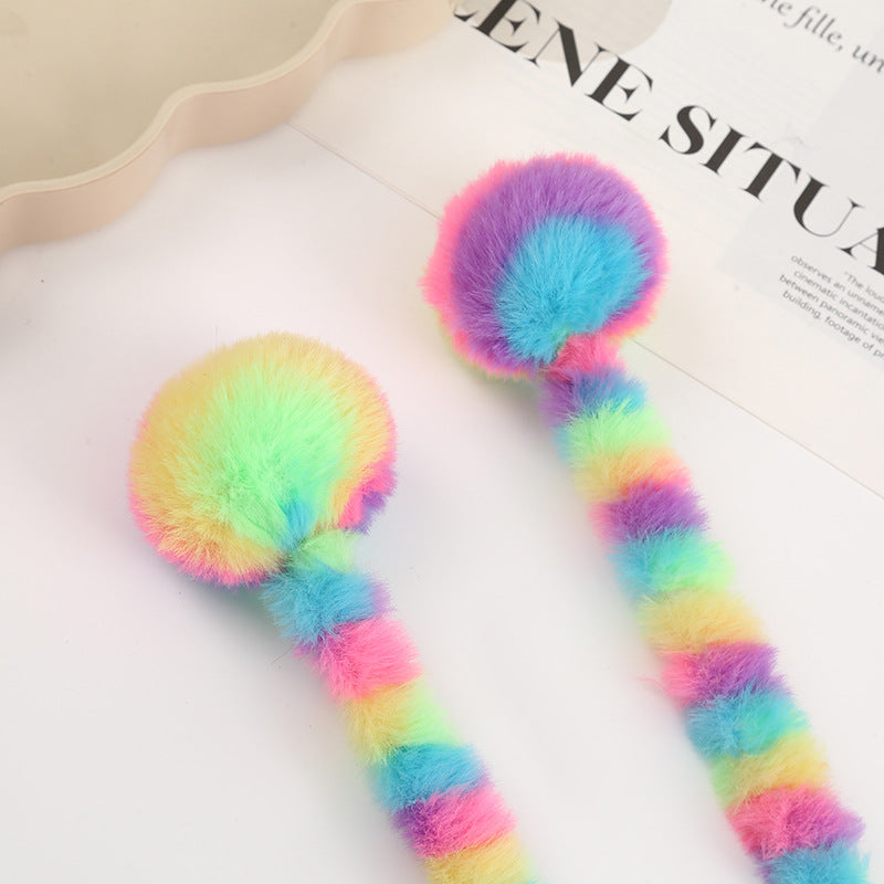 Wholesale Cute Rainbow  round plush ball pen