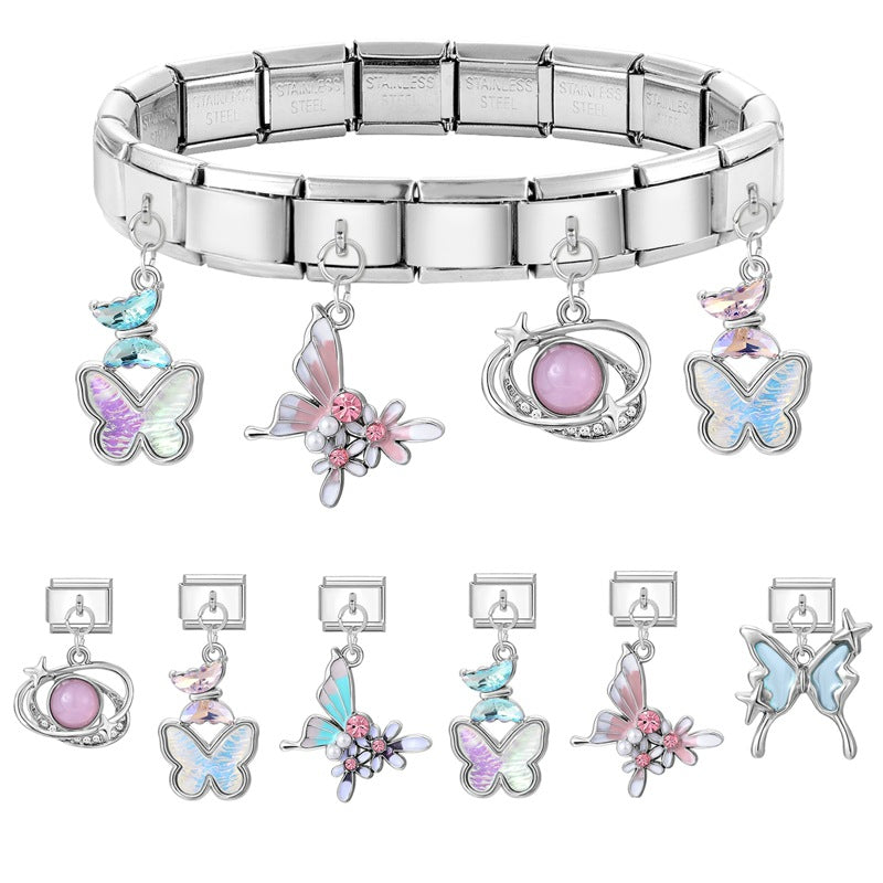Wholesale Italian Charm Bracelet 9mm DIY Splicing Creative Pendant Stainless Steel Composable Bracelet