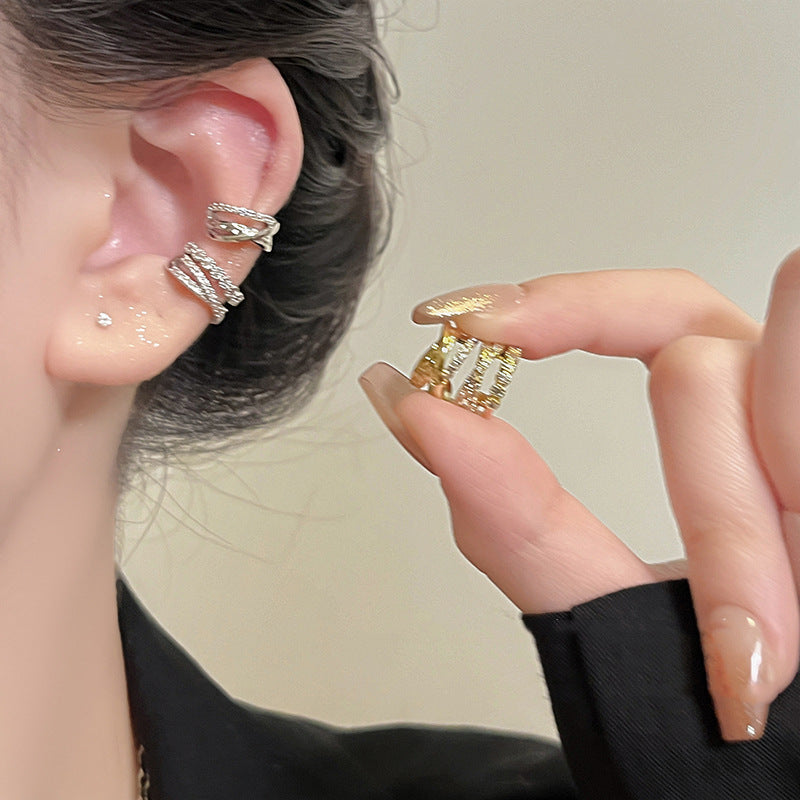 Wholesale Minimalist Multi-Layer Zircon Ear Cuff - Copper Electroplated Jewelry Accessory