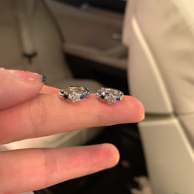 Wholesale Black star earrings with diamonds