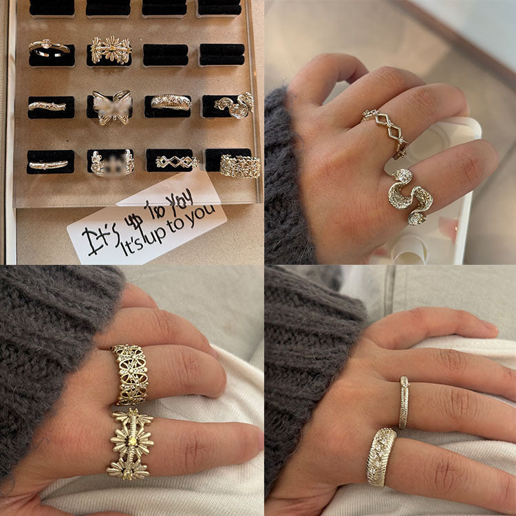 Wholesale Butterfly Wave Gold Plated Ring with Zircon,  Party Jewelry Accessory Boutique Resale