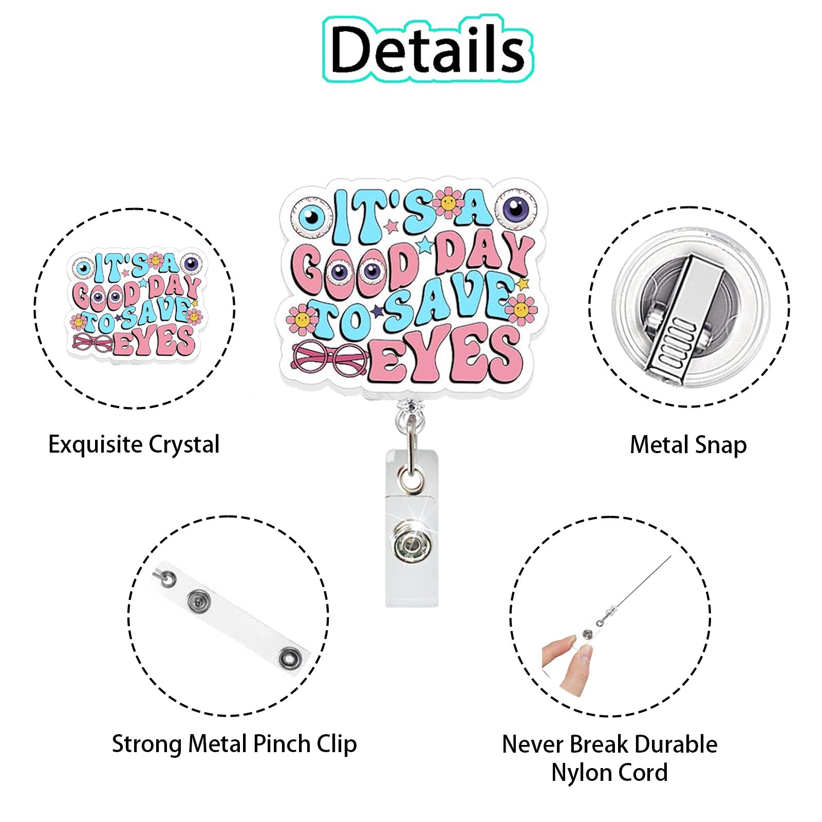 Wholesale Trendy Acrylic Retractable Rotating Badge Reel with Clip,  Boutique ID Badge Holder for Hospital Staff