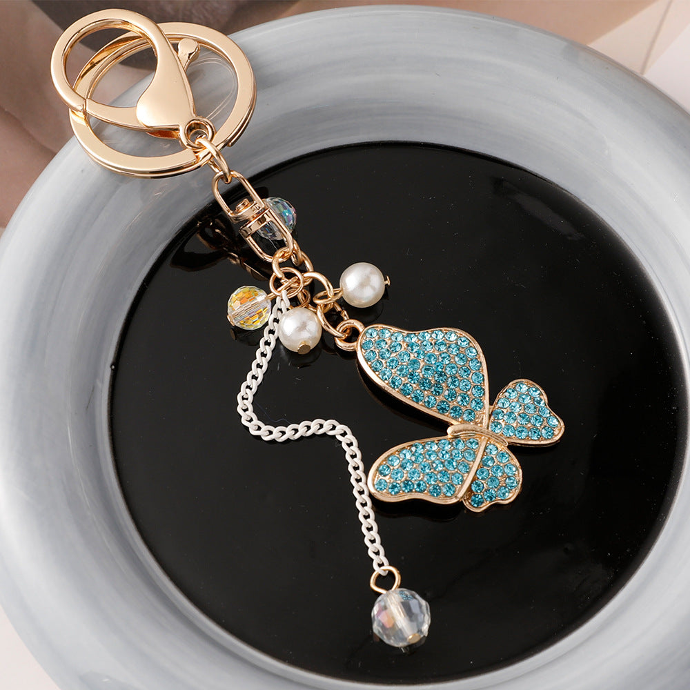 Wholesale Tassel Butterfly Alloy Diamond Keychains ACC-KC-ChenHui011