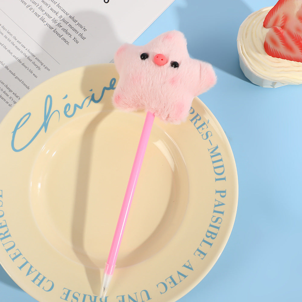 Wholesale Creative Five-pointed Star Plush Animal Ballpoint Pen
