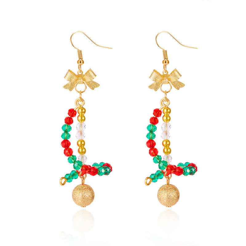 Wholesale Colorful Christmas Wreath Bow Earrings
