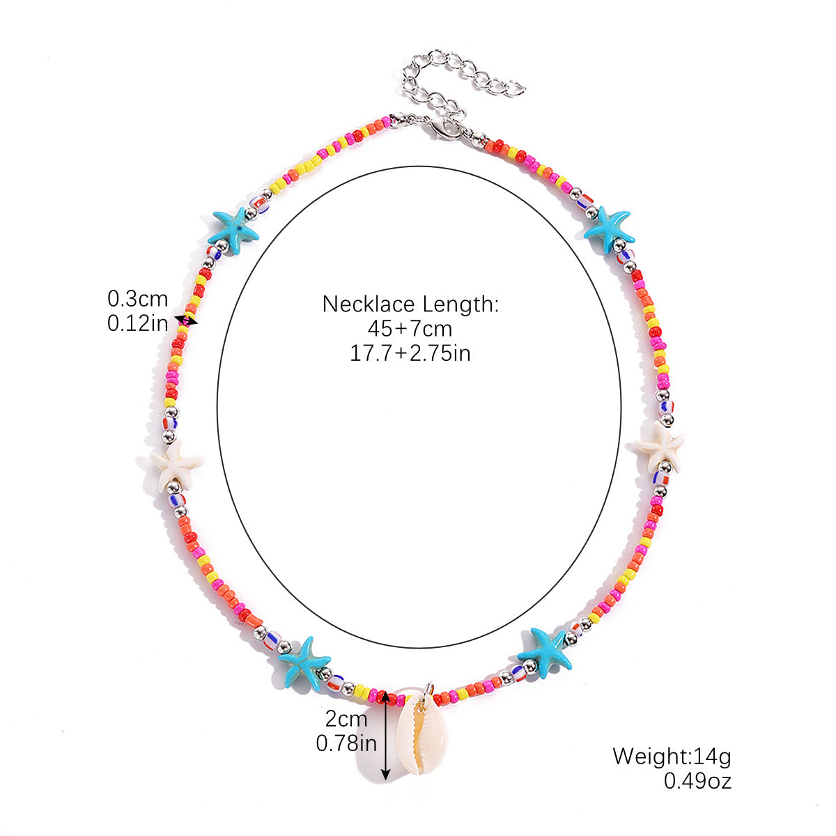 Wholesale bohemian necklace vacation starfish natural shell beaded clavicle chain necklace