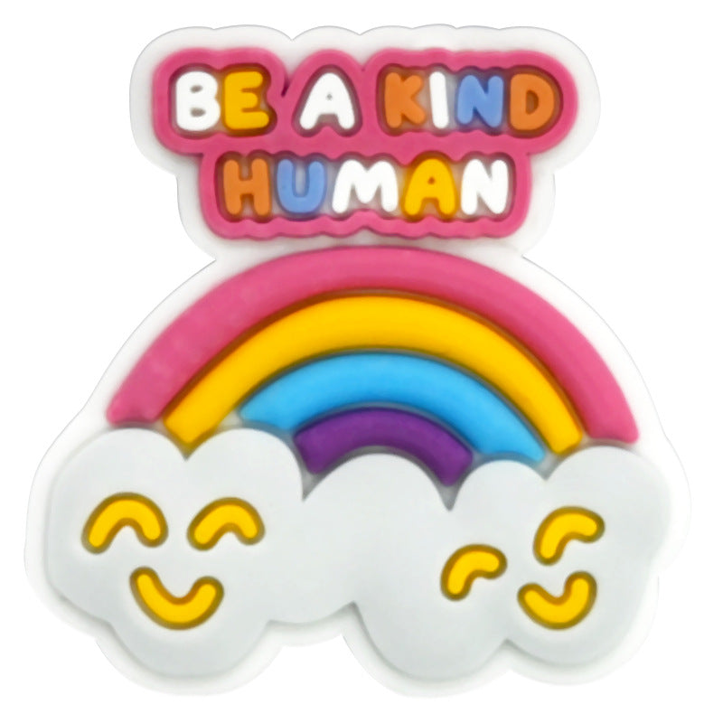 Wholesale Random 100pcs Cartoon Rainbow PVC Soft Rubber Shoe Buckle Decoration ACC-SC-RYY065