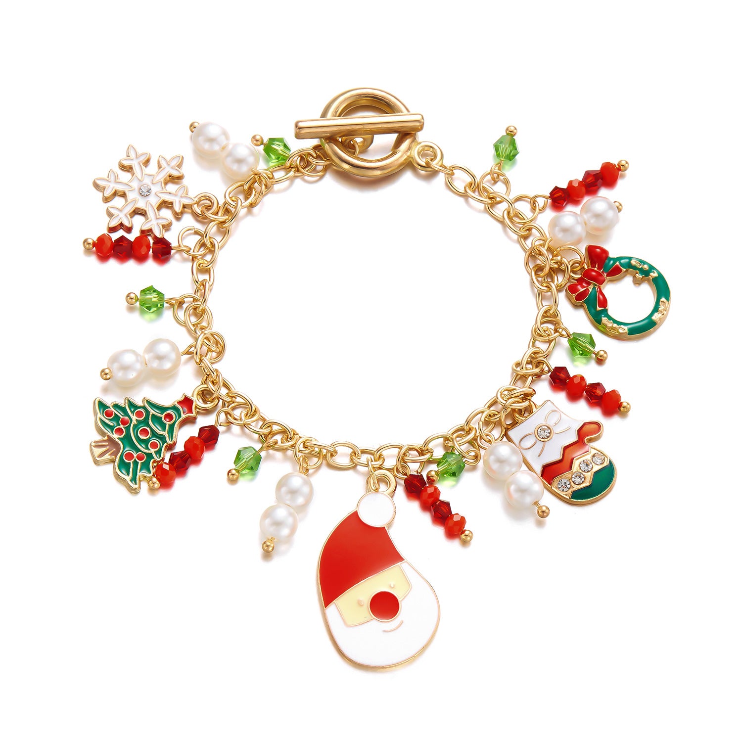 Wholesale Christmas Cartoon Santa Claus Elk Christmas Tree Pendant Bracelet ACC-BT-FanYou004