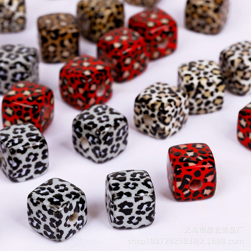 Wholesale random  10pcs Versatile Leopard Print  Focal Beads DIY Bead Accessories