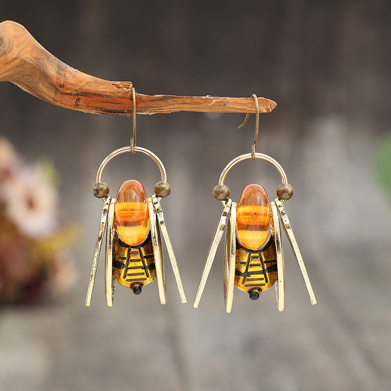 Wholesale Retro Bee Drop Earrings Alloy Animal Jewelry Party Gift Fashion Accessory