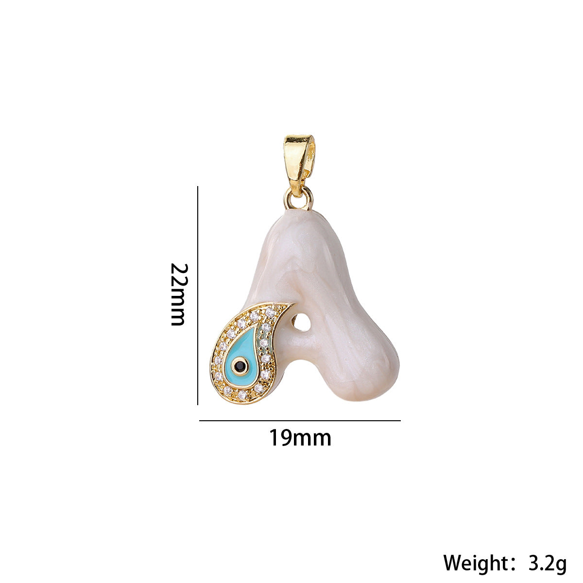 Wholesale Evil Eye Letter Pendant 16K Gold Plated Copper With Zircon Fashion Decorative Accessory DIY Jewelry Charm Boutique Gift Resale