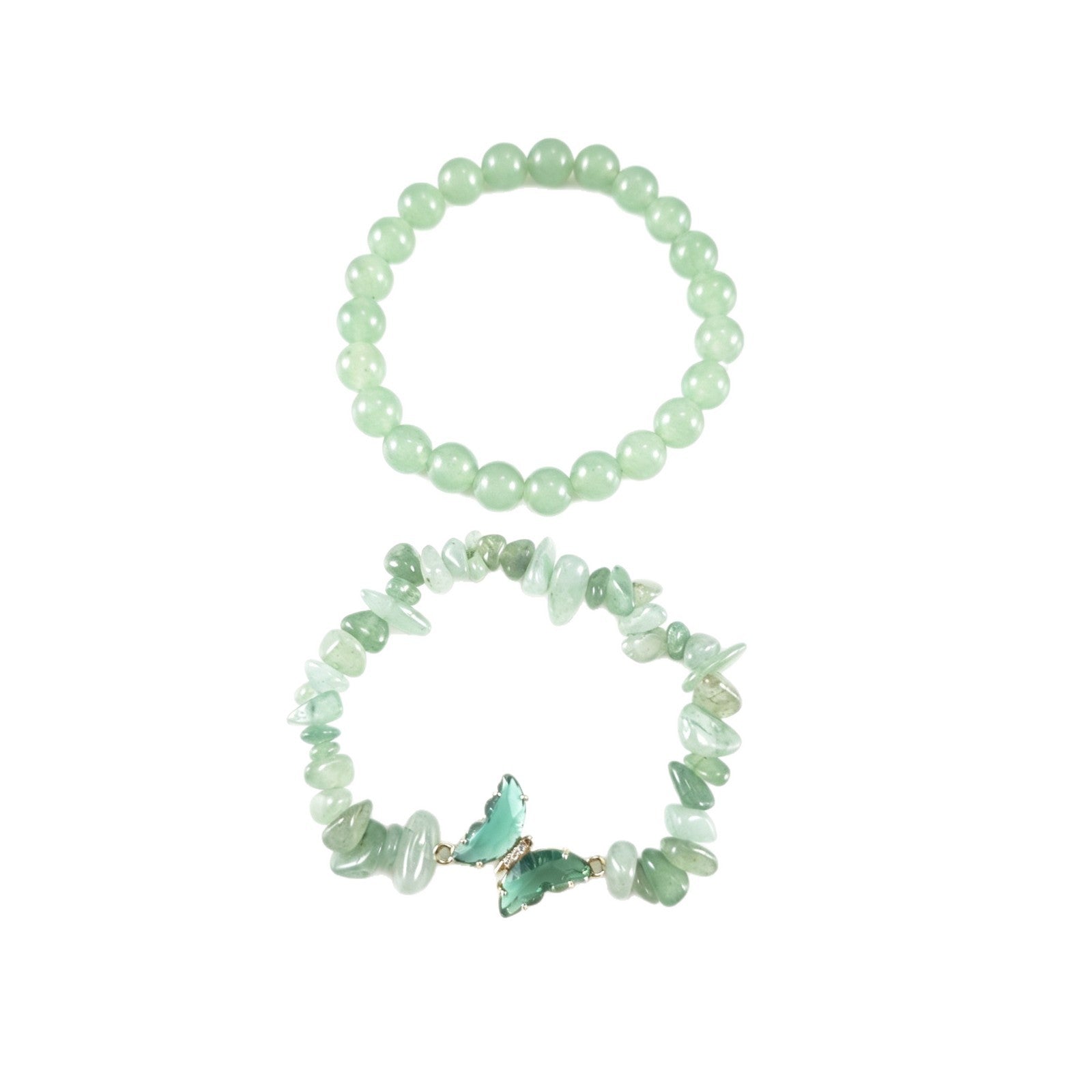 Wholesale Natural Stone Butterfly Round Bead Bracelet Stacking Crystal Jewelry Accessory