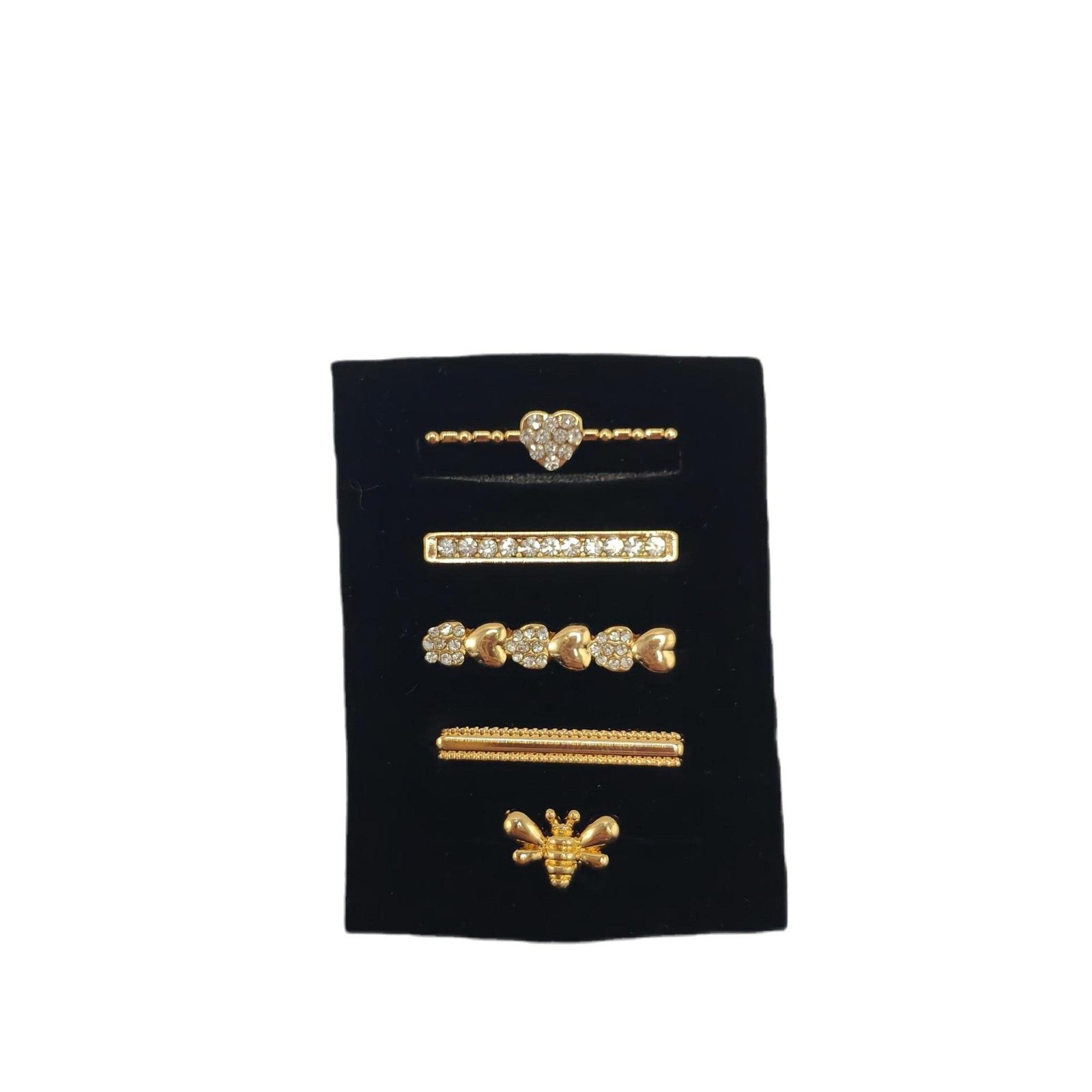 Wholesale Bee Rhinestone Five Piece Watch Band Charm Set For Silicone Band Gold Alloy Fashion Accessory