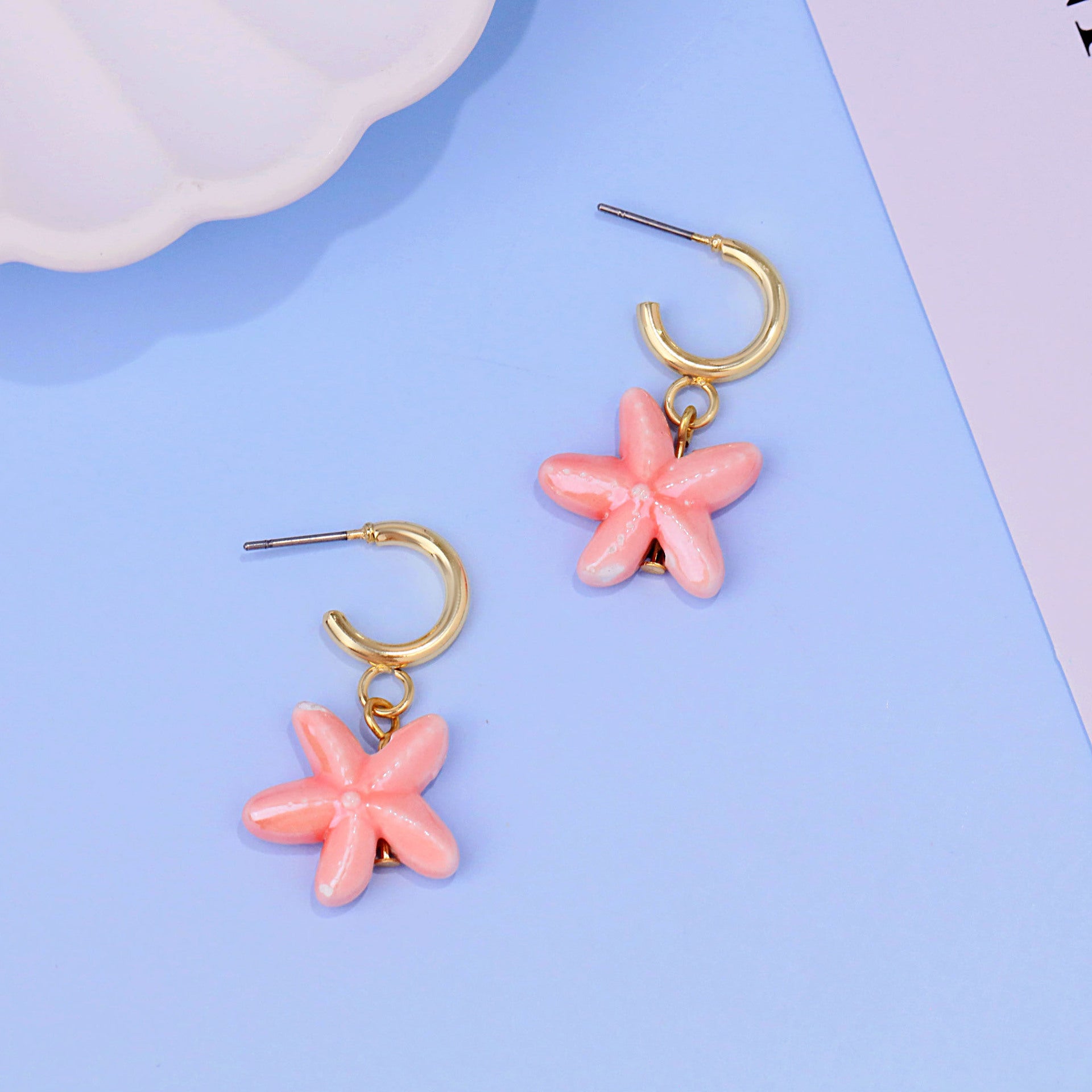Wholesale  cute  starfish ceramic earrings