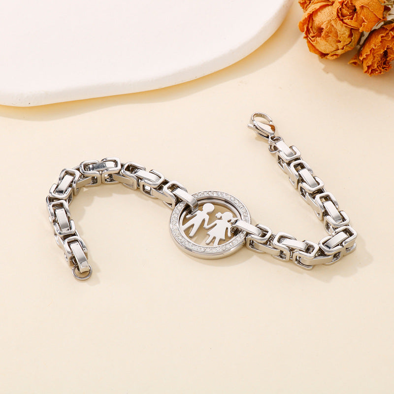 Wholesale hip-hop thick chain hollow full diamond stainless steel bracelet