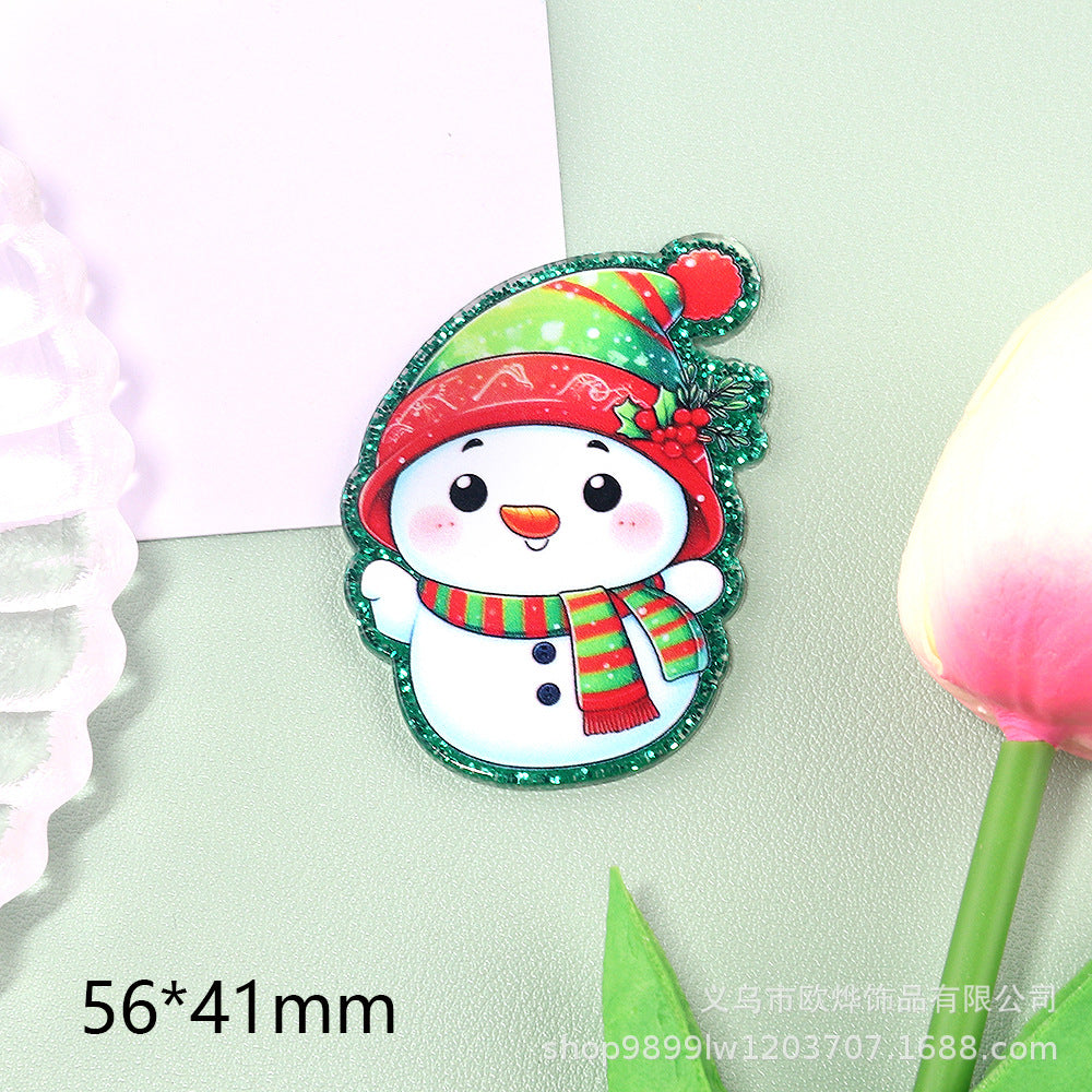 Wholesale 10pcs DIY Flatback Cartoon Christmas Acrylic Flatback Badge Reels Retractable Keychain DIY Accessories