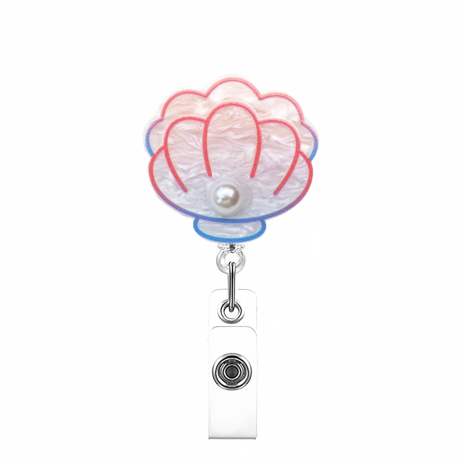 Wholesale Marine Animal Acrylic Shell Dolphin Fish Retractable Rotating Badge Keychain