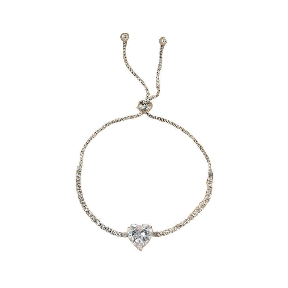 Bracciale all'ingrosso con zirconi in lega di rame a forma di cuore