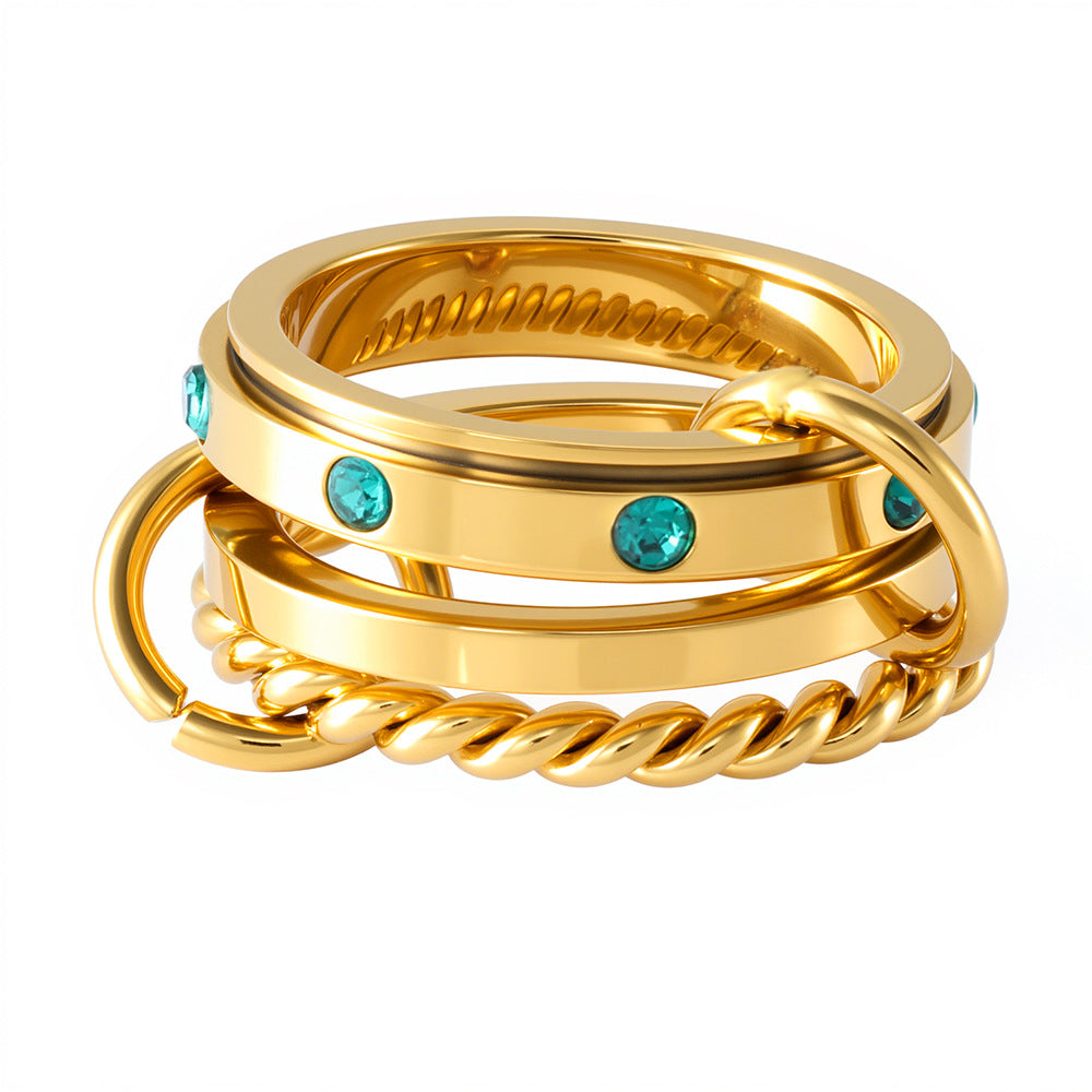 Wholesale Stainless steel zircon ring