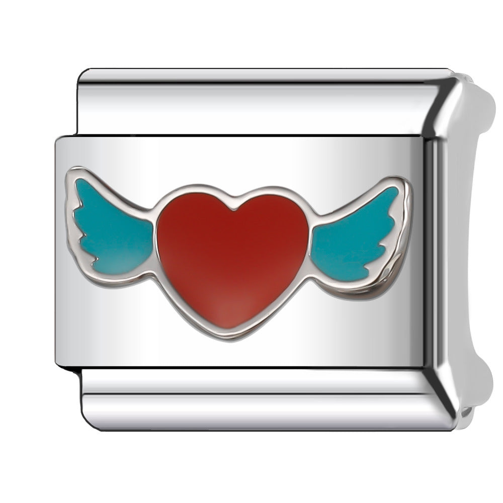 Wholesale Italian Charm Bracelet 9mm DIY Splicing Red Series Stainless Steel Composable Bracelet