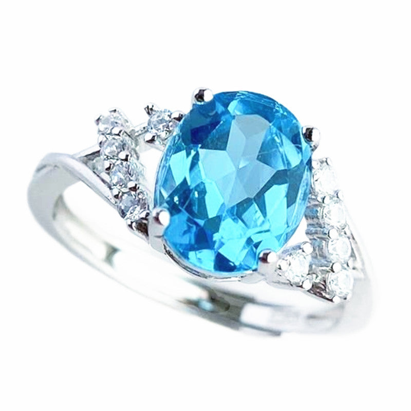 Wholesale S925 silver-plated natural Topaz ring