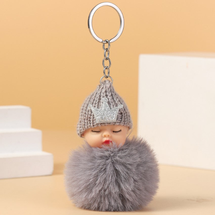 Wholesale Cute Crown Hat Plush Doll Keychains Pom Pom ACC-KC-RongR051