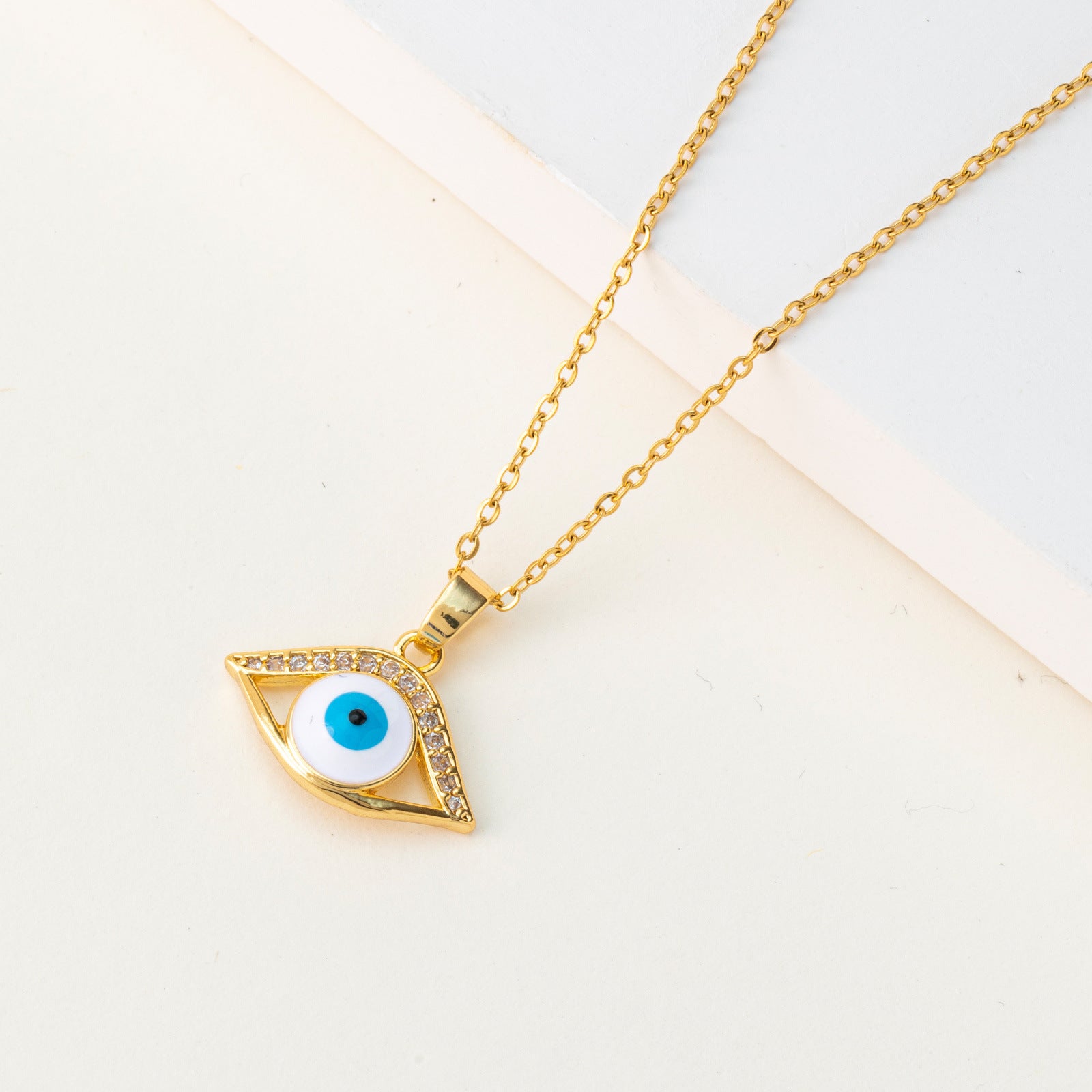 Wholesale  Bohemian Hollow Color Zircon Devil's Eye Necklace