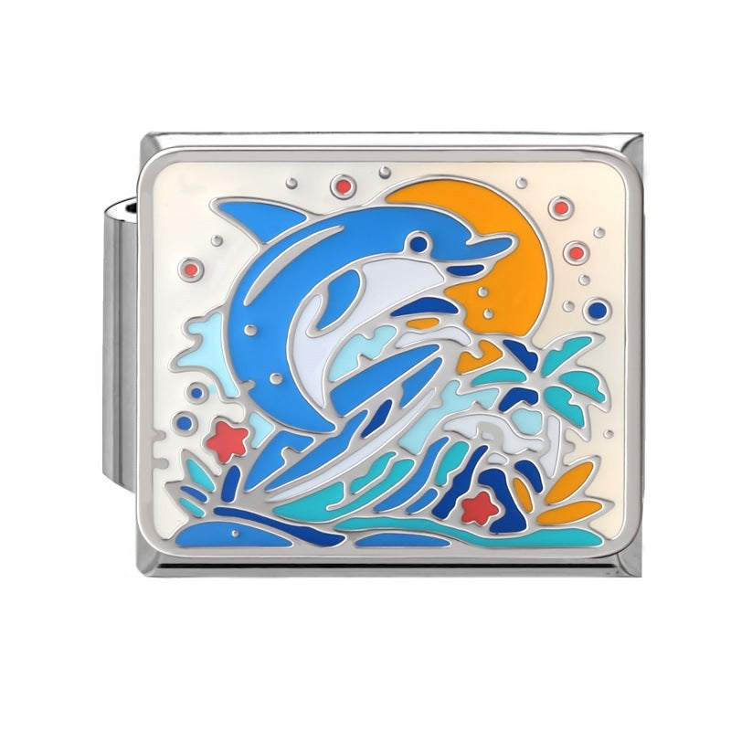 Wholesale Italian Style Ocean Animal DIY Bracelet Charm Set Stainless Steel Fashion Accessory Boutique Resale Gift