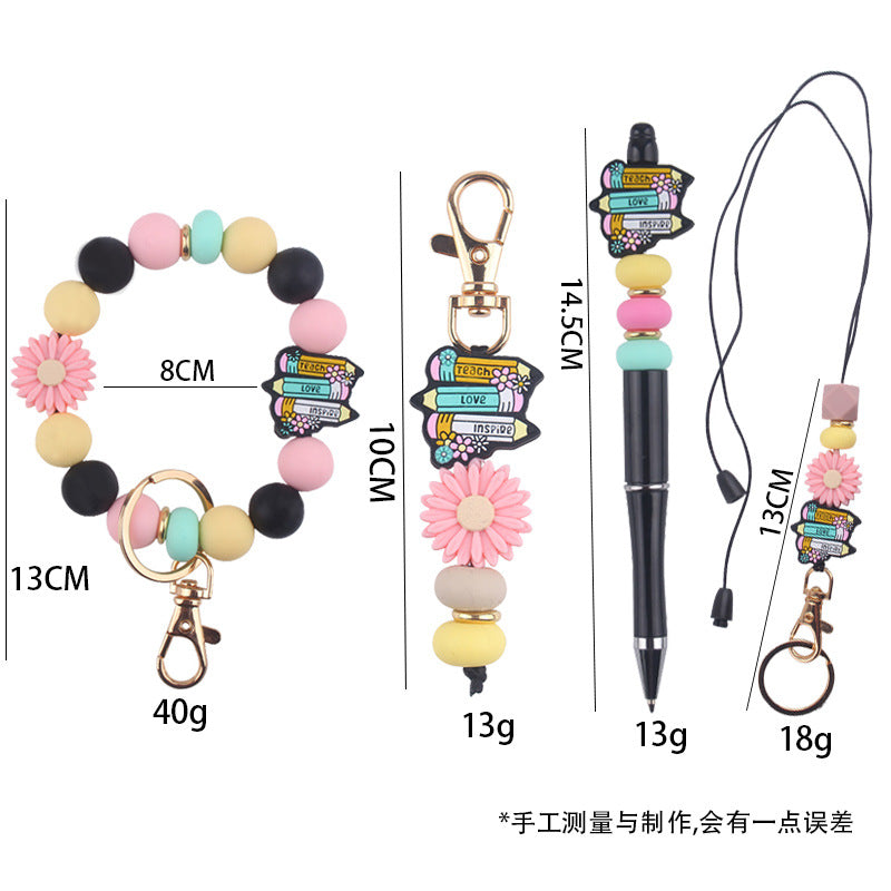 Wholesale Cartoon Pencil Silicone Bead Accessories Keychains
