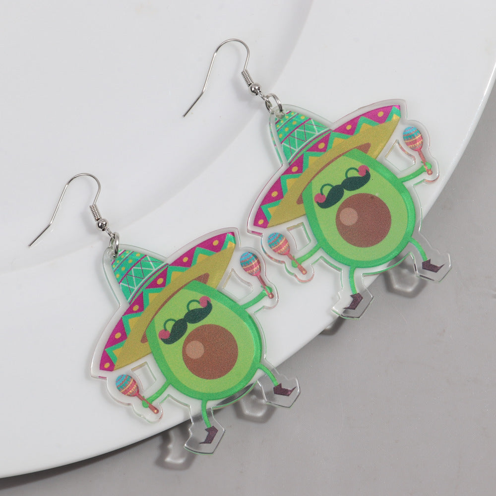 Wholesale carnival shiny exaggerated mask letters acrylic earrings