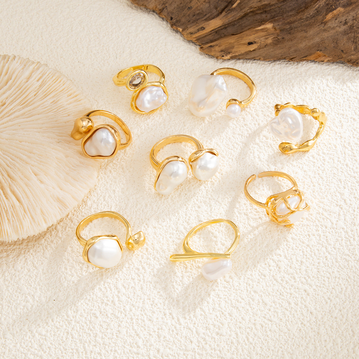 Wholesale Glossy Water Drop Hug Ring Set