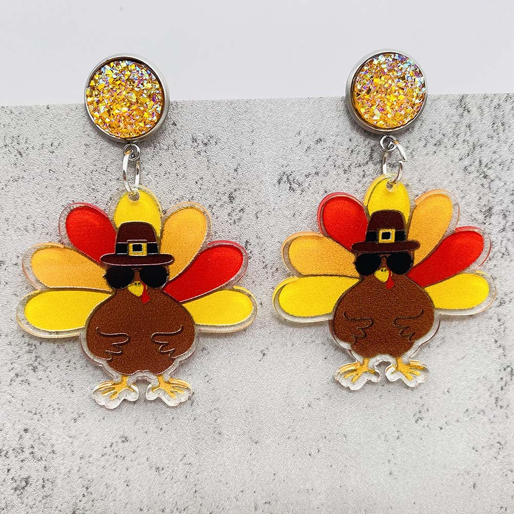 Wholesale Thanksgiving Turkey Acrylic Earrings ACC-ES-ChenY057