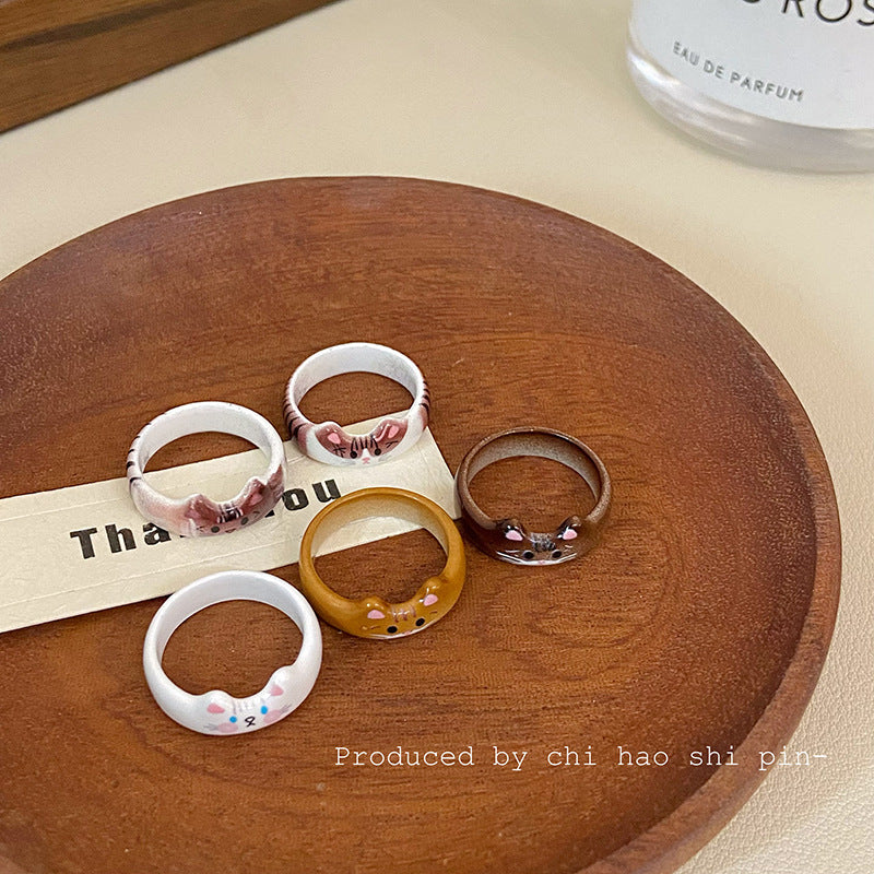 Wholesale Cartoon Cute Color Cat Ring